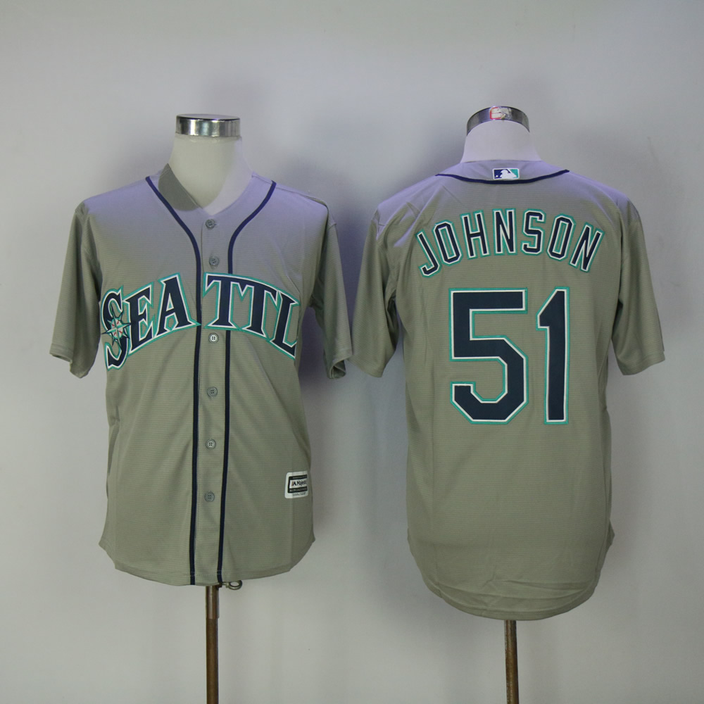 Men Seattle Mariners 51 Johnson Grey MLB Jerseys